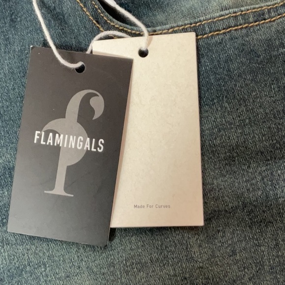 Flamingo Flamingals Five Pocket Wide Leg Jeans with Frayed Raw Hem Size XL New! - Picture 9 of 11